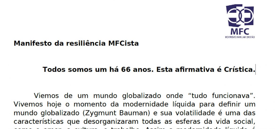 Manifesto da Resiliência MFCista